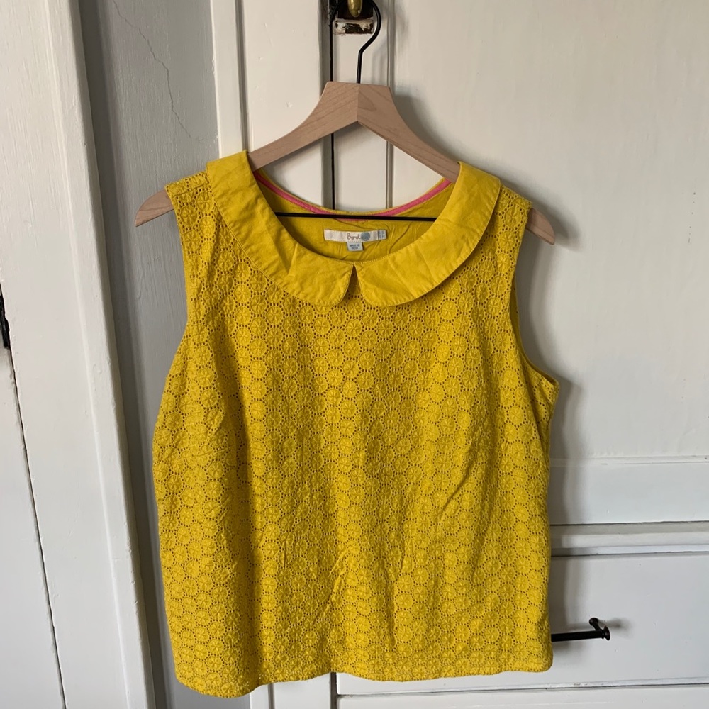 Boden Daffodil Eyelet Marcy Top, Peter Pan Collar
